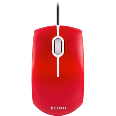 Deltaco Optical Mini Mouse MS497, 800 DPI, 1.5m, USB 2.0, Red